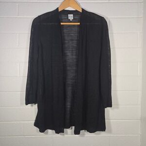 Nic+Zoe Linen Blend Open Cardigan Minimalist Goth Classic Capsule XL Knit Drape